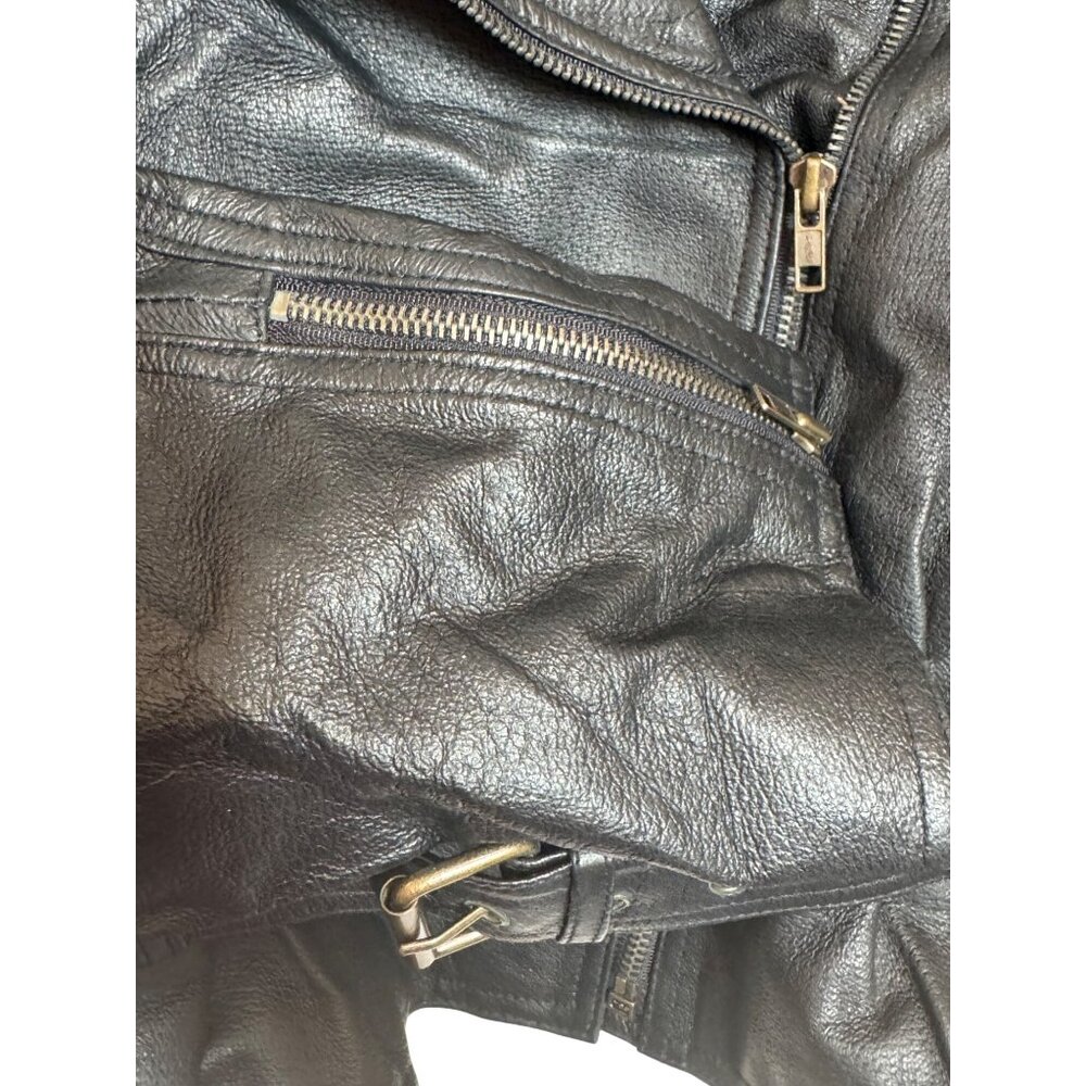 vintage Authentic Adler Black Leather Jacket Medium Size Womens Belted Vintage S - Picture 6 of 7